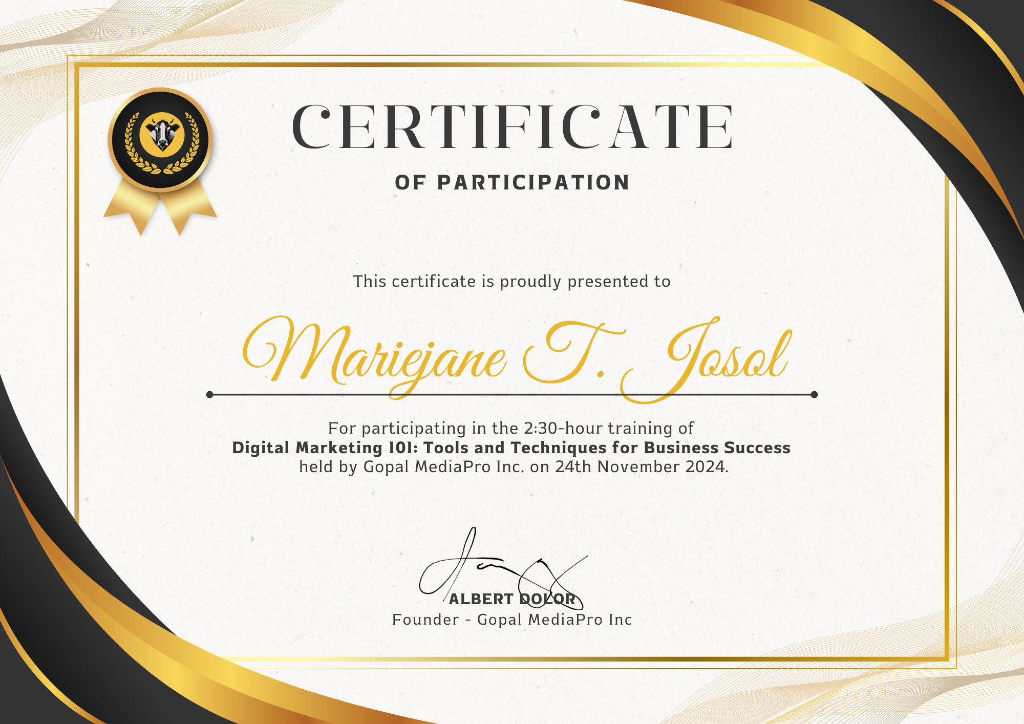 Certificate 1
